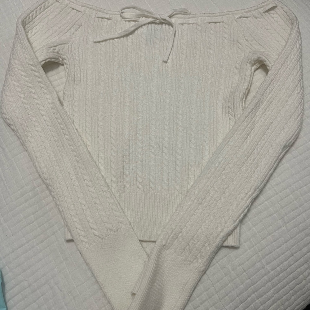 Hollister Cream Off-the-Shoulder Sweater